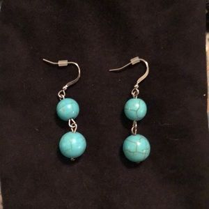 Silver with turquoise balls earrings